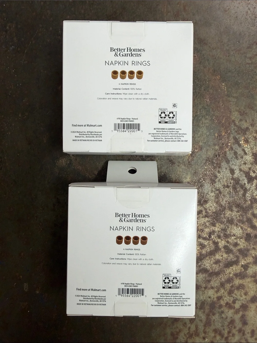 Better Homes & Gardens Woven Rattan Napkin Rings - Natural Tan—Lot of 2 Boxes
